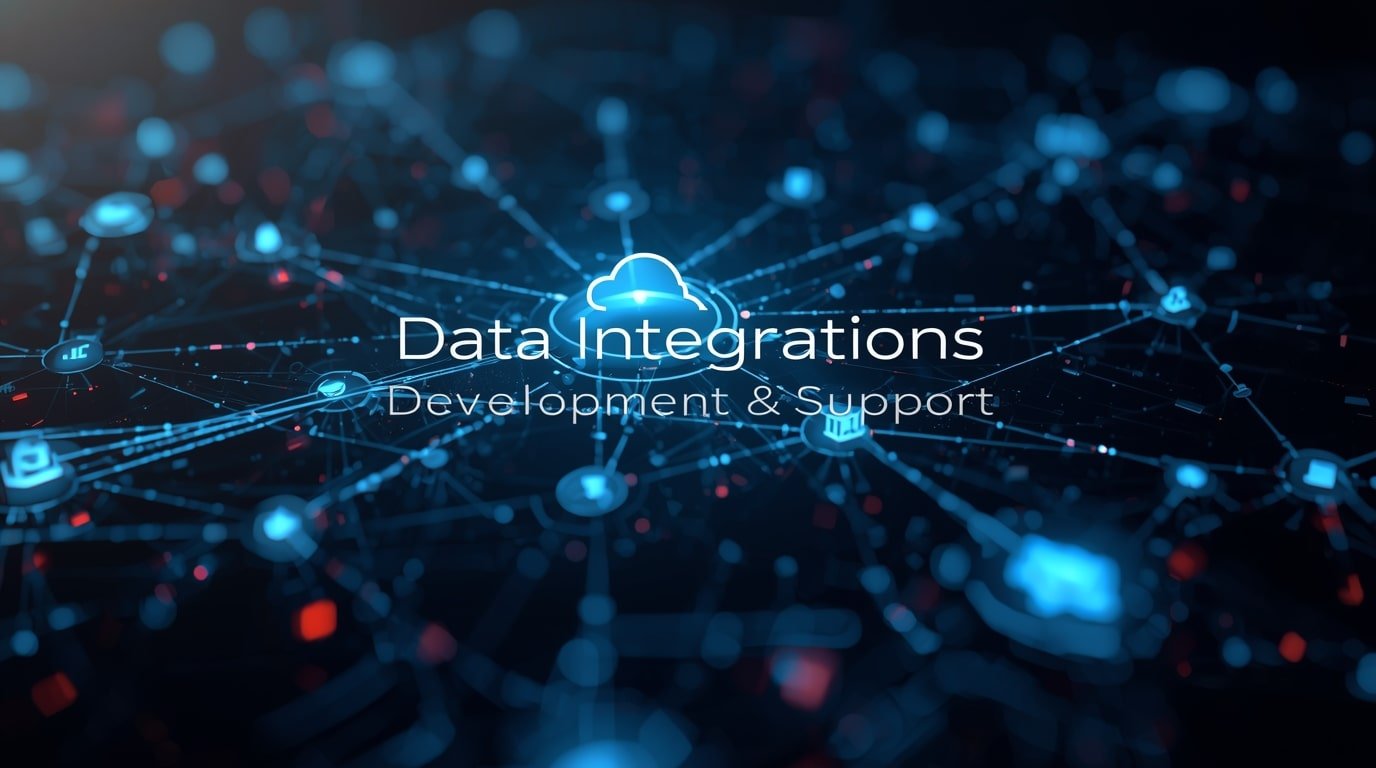 Image depicting data integrations development and support services, showcasing tools and processes for seamless data connectivity.