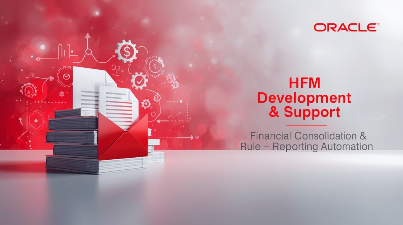 Image depicting the phrase "HFM Development & Support" in a professional font on a clean background.